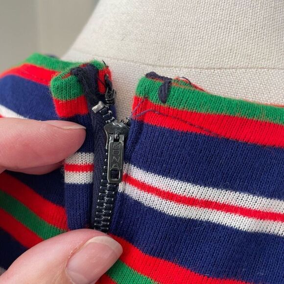 Vintage 60s Stripe A-Line Shift Dress Pockets S M - Picture 9 of 9